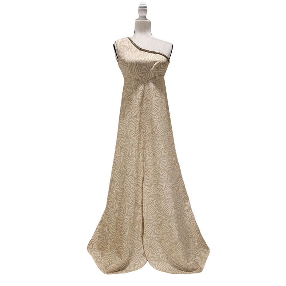 Vintage 60s Carol Gowns for Mr. Walter Gold Lurex Dress Size Small Rhinestones